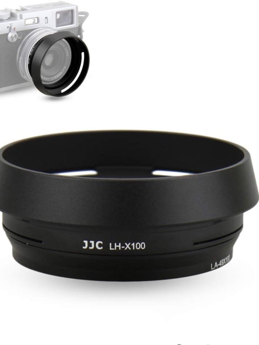 JJC LH-X100 Lens Hood with 49mm Filter Adapter, fits Fujifilm X100 Series, Black